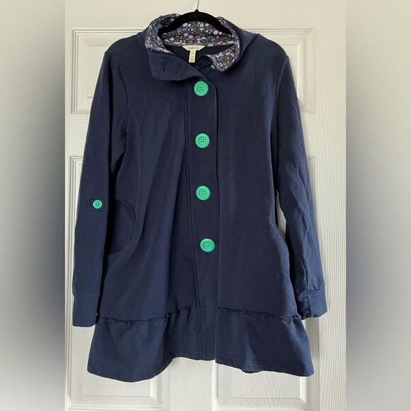 Matilda Jane A million little things Navy Blue Button Up Jacket  Size Small EUC - Picture 2 of 8